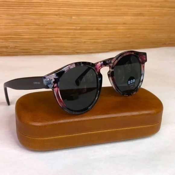 Komono Sunglasses Clement Round Floral Black/Pink/ Blue KOMONO sunglasses NEW Clement Floral round black pink - www  main image 4
